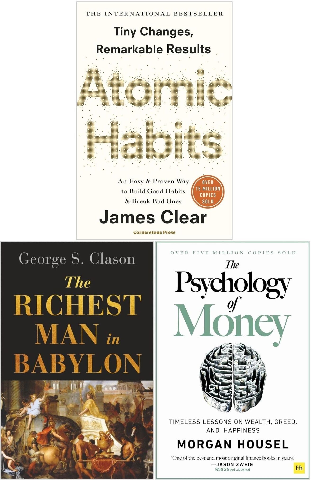 Wilco/Harriman House/Cornerstone The Richest Man In Babylon, The Psychology of Money and Atomic Habits 3 Books Set