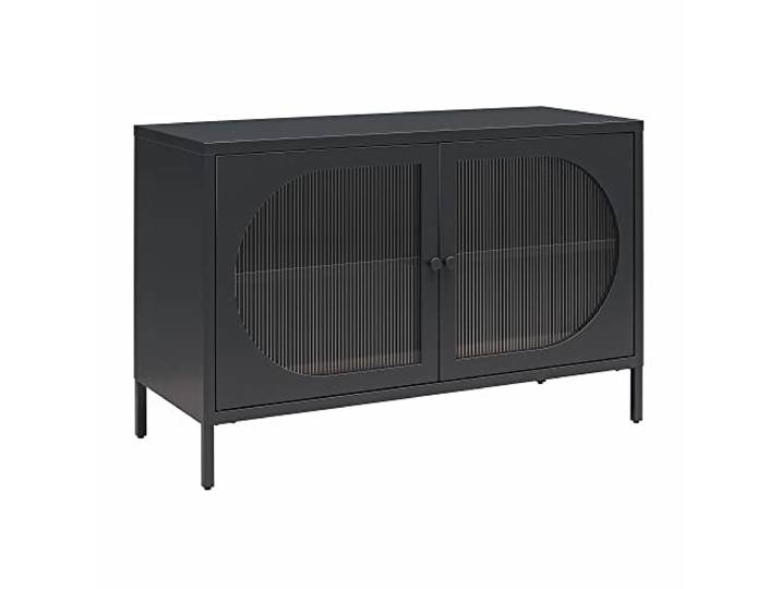 Luna Vitrine mit 2 Glastüren aus Metall, schwarz