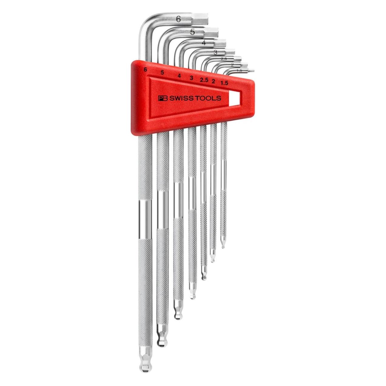 PB Swiss Tools 6-kant-Winkelschraubendreher-Satz, lang mit Rändelung (6-Kant) (PB 3212.LH-6 \27354)