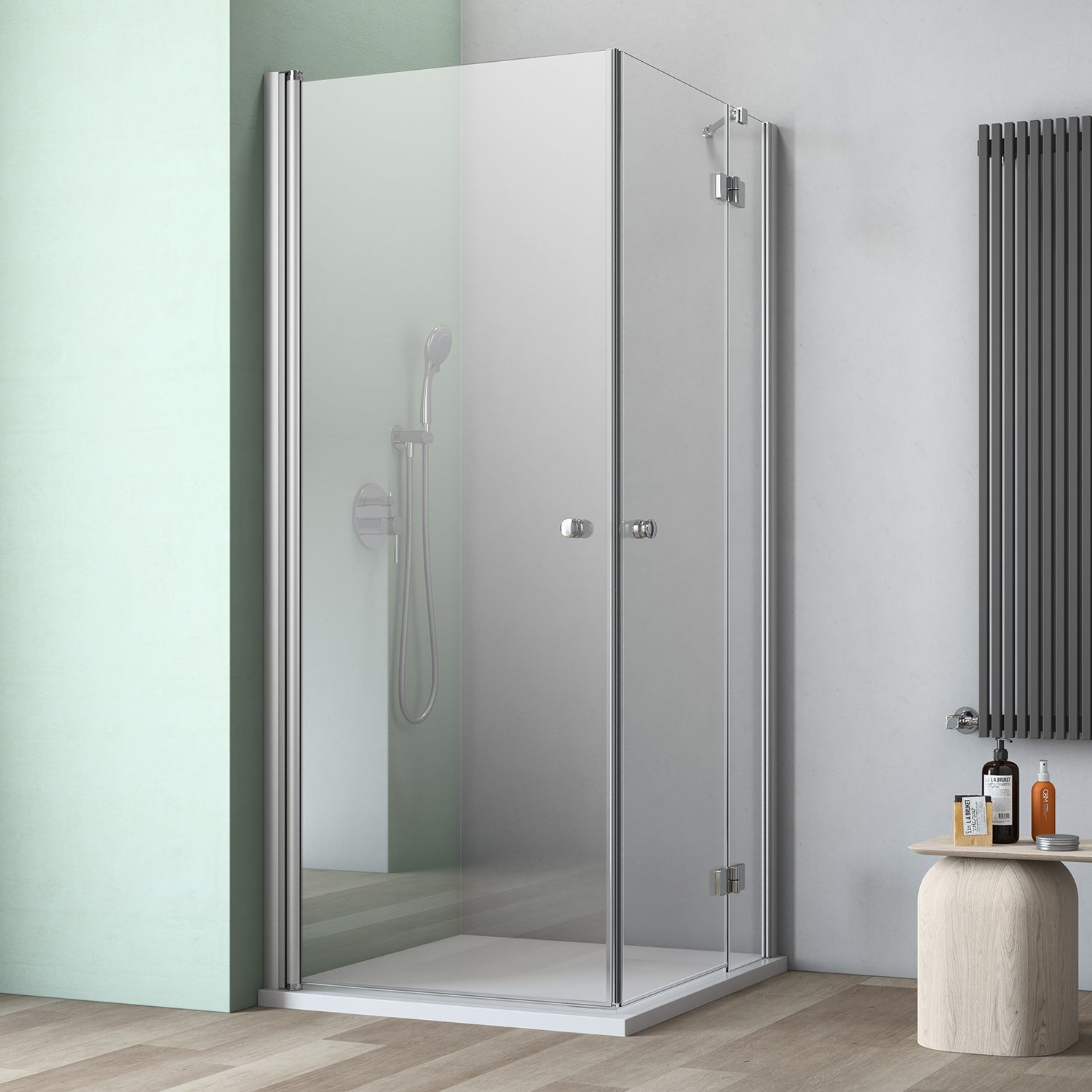 GEO maw flex corner entry 3-pcs. with 2 doors and ST r., 80 x 80 cm AE130802360