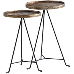 WOHNLING WL7.212 Beistelltisch 2er Set Metall Gold / Schwarz