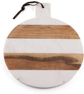INOX ARTISANS Mez Round Marble Wood Paddle Charcuterie Board