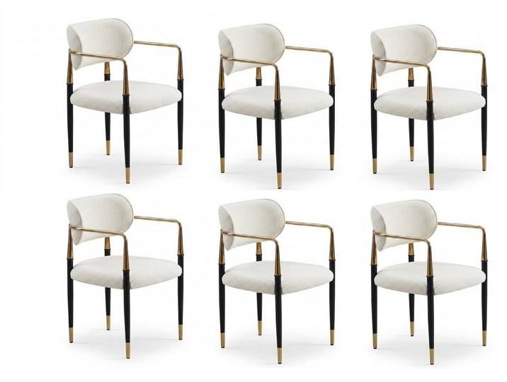 JVmoebel Esszimmerstuhl Stuhl-Set 6x Stuhl Beige Bequem Modern Stilvoll Weich Klassisch, Made in Europa