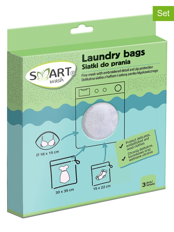 SMART wash 3er-Set: Wäschesäcke in Weiß - onesize