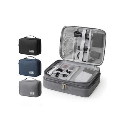 Multifunction Electronics Organizer Bag Cable Storage Travel Tech Accessories Case blue