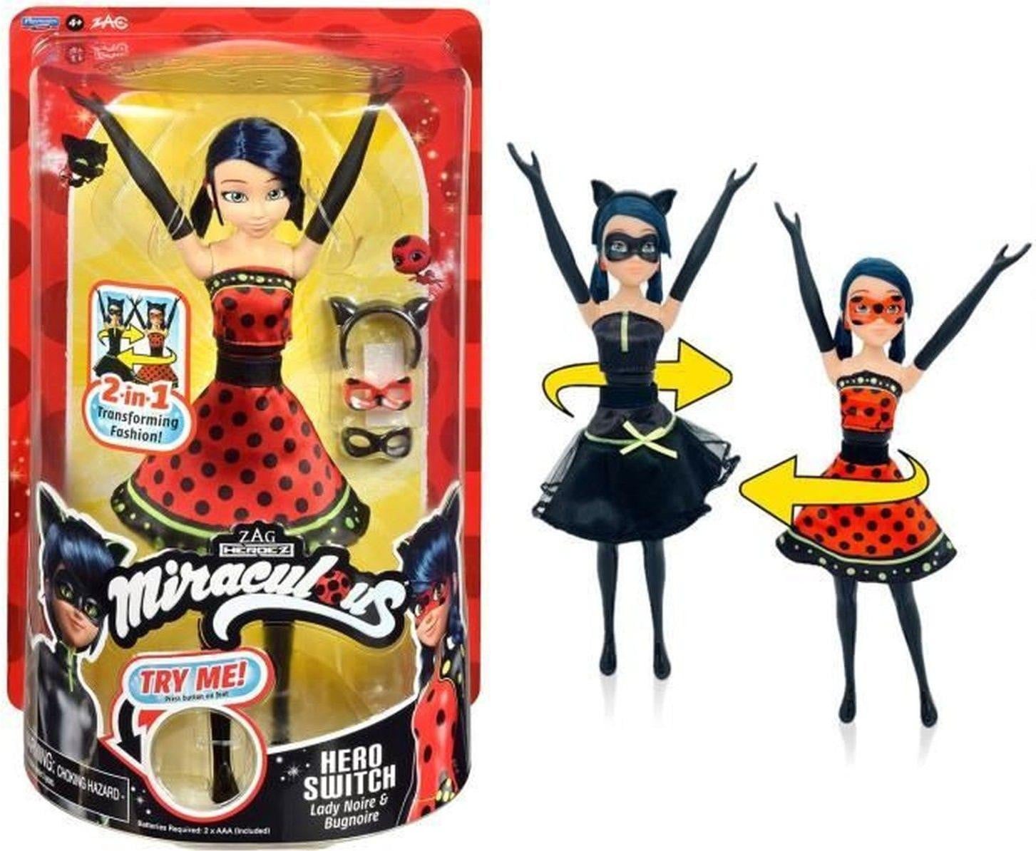 Bandai Miraculous Ladybug Transformation Pop met Outfit Change, 26 cm