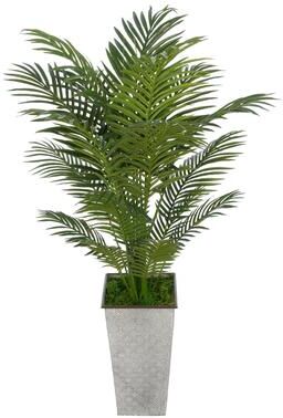 House of Silk Flowers Faux Areca Palm in Designer Metal Planter