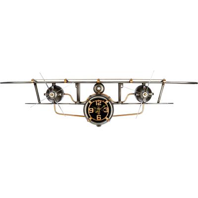 Wanduhr GILDE "Wanduhr Flugzeug silberfarben", silberfarben, B:106cm H:25cm T:19cm, Wanduhren, Wanduhr, Regal, Wanduhr, Flugzeug, Uhr, Ablage, Wohnzimmer, Geschenkidee