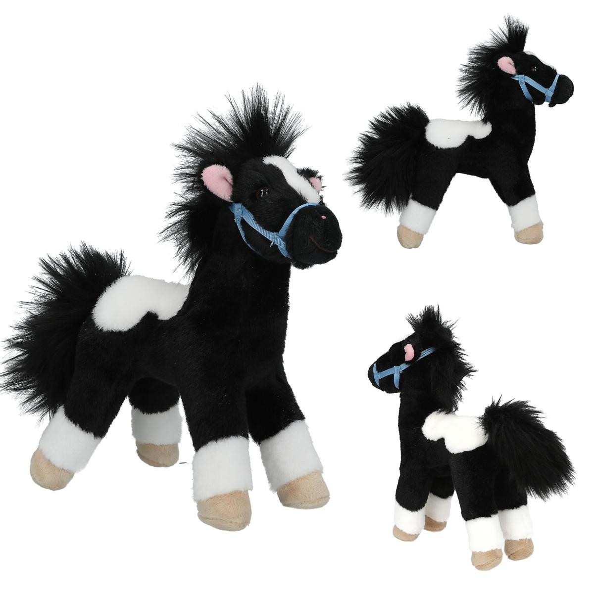 Miss Melody knuffelpaard zwart-wit 18 cm