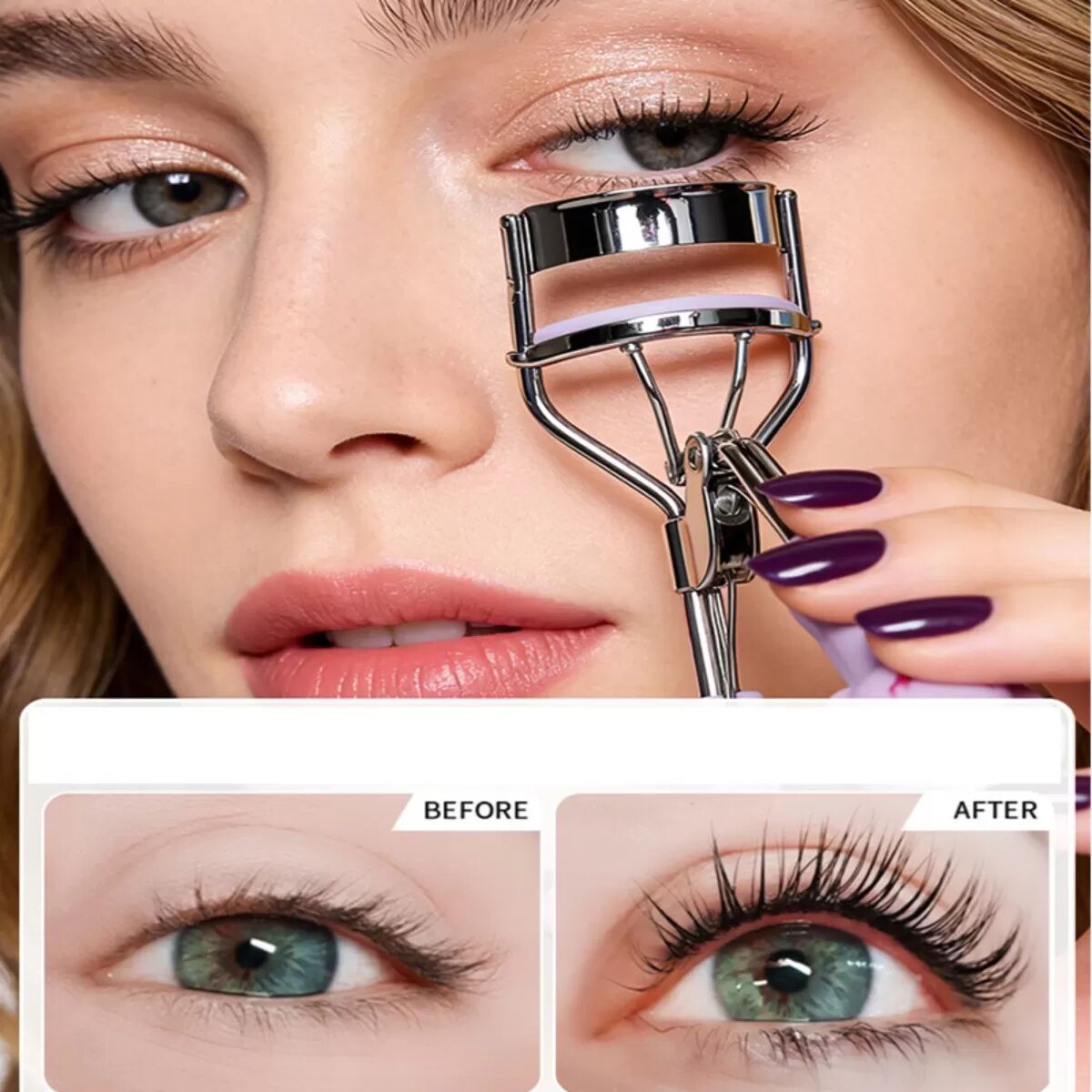 INF Cat-Handle Wimpernzange — Karbonstahlkopf mit ABS+Edelstahl für Weitwinkel und langanhaltenden Schwung