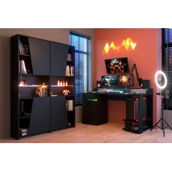 JUGENDZIMMER Gaming Set mit Schreibtisch und Schrank inkl. LED