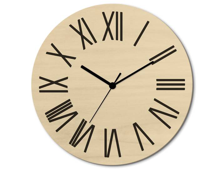 Wanduhr ARTLAND Zeit in römischer Ziffern Moderne , beige (naturfarben), B:30cm H:30cm T:0,6cm, Wanduhren, Wanduhr, wahlweise mit Quarz- oder Funkuhrwerk, lautlos ohne Tickgeräusche