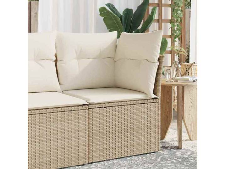 Beige Sofa d'extérieur/balcon - JILLE'S® Canapé d'angle de jardin - avec coussins beige - résine tressée MEU7074472919472