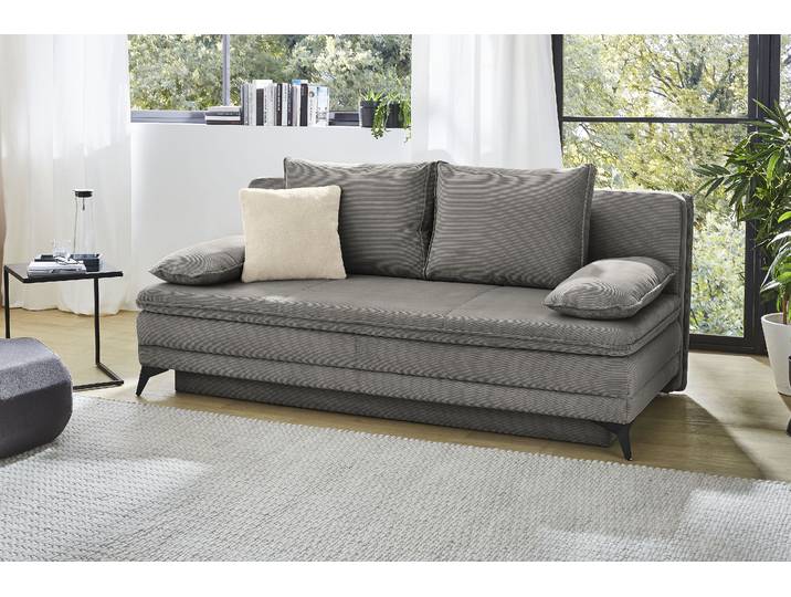 Schlafsofa JOCKENHÖFER GRUPPE Laurin, B: 202 cm, Liegefl. 158x200 cm, Dauerschläfer , grau, B:202cm T:105cm, Korpus: 100% Polyester;Kissen: 100% Polyester, Sofas, Schlafsofa, mit Schlaffunktion, Bettkasten, Kaltschaumtopper &1 Zierkissen