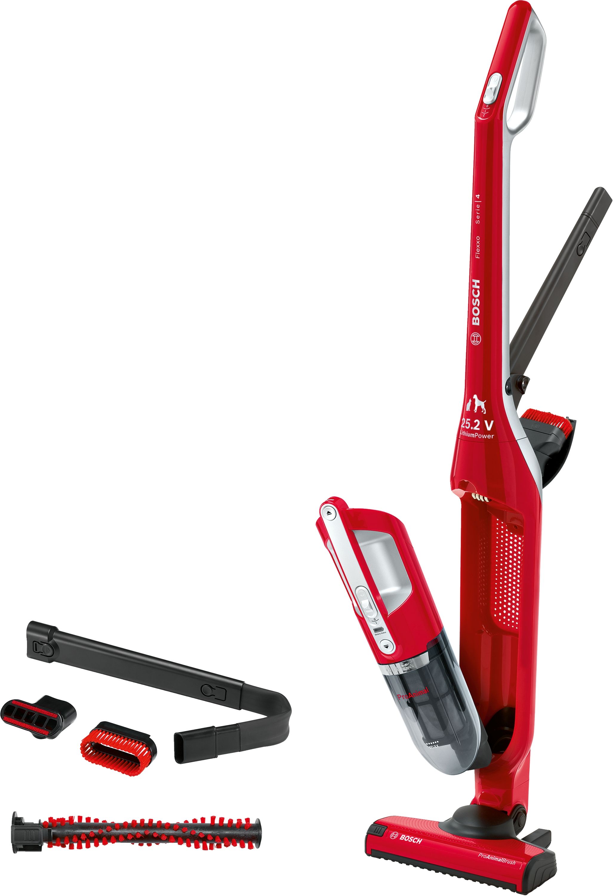 Bosch Serie 4 BBH3ZOO25 Handstaubsauger Beutellos bis 55 min Laufzeit 25,2 V (Rot)