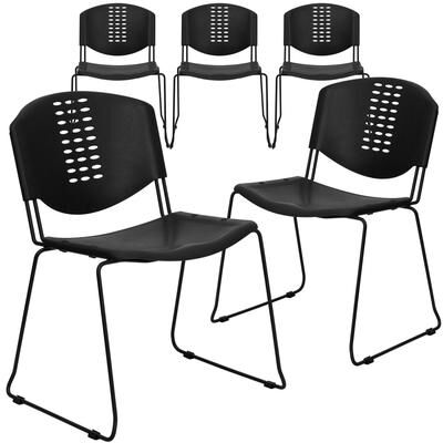 Lancaster Home 5 Pack 400 lb. Capacity Plastic Stack Chair - Frame and Textured Seat