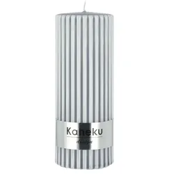 Zylinderkerze  Powder Rillen , grau , Maße (cm): H: 15  Ø: 5.8