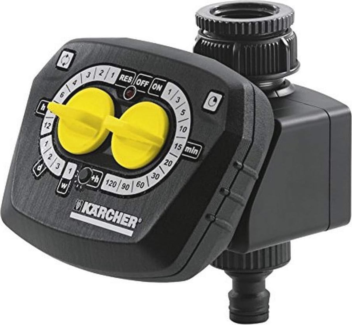 Automatische watertimer voor bewatering met afneembaar display en voorfilter, zwart
