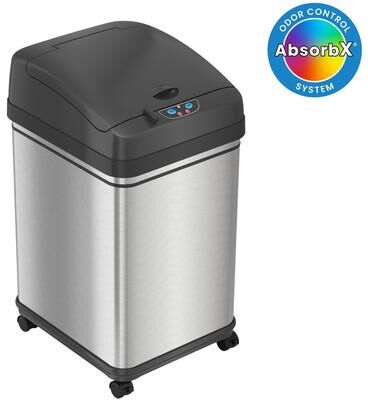 iTouchless 8 Gallon / 30 Liter Stainless Steel Sensor Kitchen Trash Can with Odor Filter and Wheels
