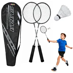 Badminton-Set inklusive Schlägern und Federballhülle, schwarz