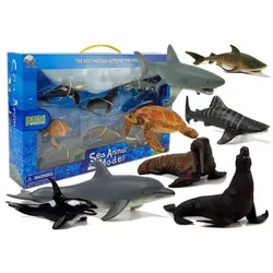 Lean Toys Lernfiguren Meerestiere 8 Elemente Haie Robbe Delphin Walross Schildkröte