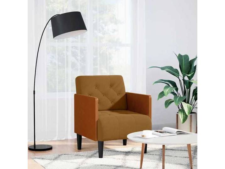 Promo 2026  Fauteuil 61x68x74 5 cm - Canapé Simple - Tissu respirant - avec accoudoirs marron 55 cm velours 1532