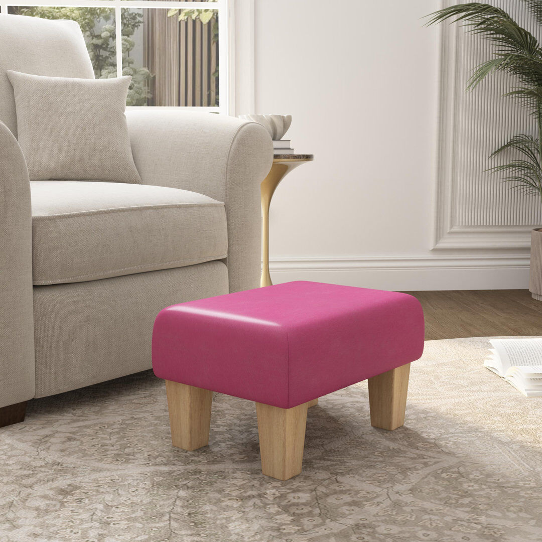 ClassicLiving Acierno Natural Wood Contemporary Leg - Faux Leather Natural/Blossom Pink 27.5cm H X 45cm W X 45cm D