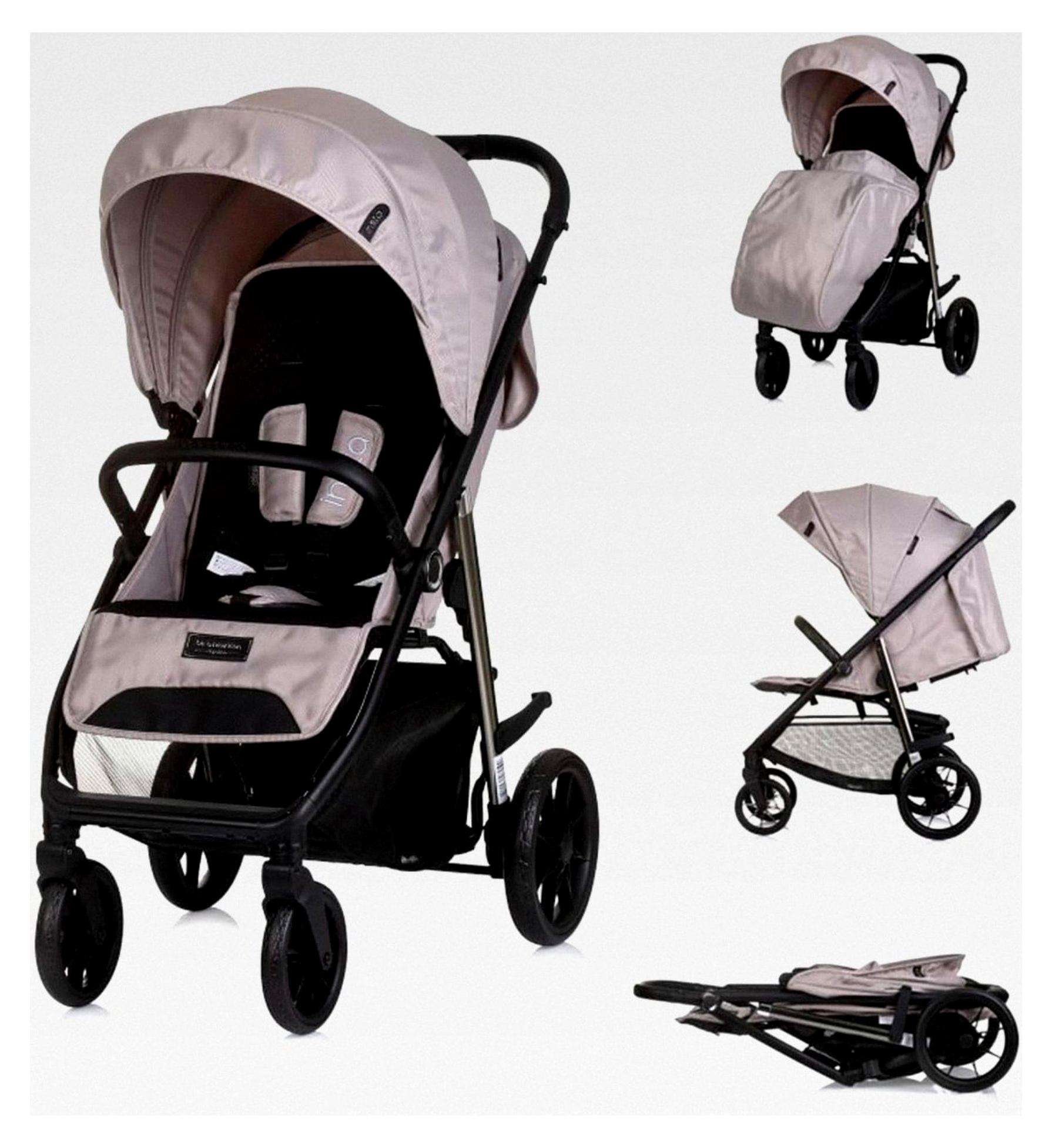 Buggy für Kinder, Fußabdeckung, Federung, Korb, Gurt, klappbar hellbraun