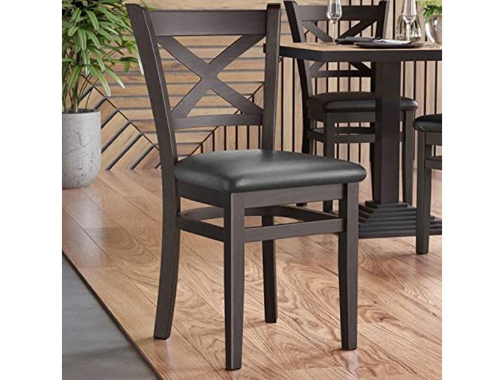GGMMÖBEL 2er-Set Valentino Bistrostuhl Wenge Leder Gastrostühle, Bistro Stuhl