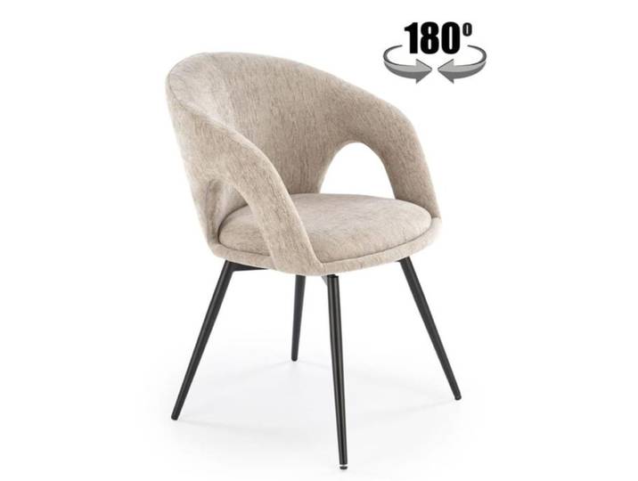 Chaise pivotante design en tissu de polyester beige