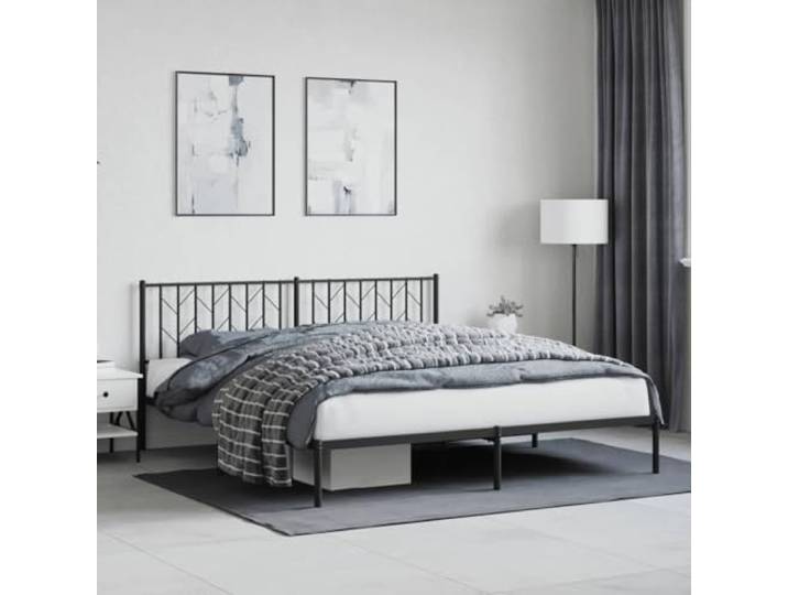 RJPLMFV Bettgestell, Metall, Schwarz, 180 x 200 cm Pulverbeschichteter Stahl, inklusive Latten, zentrale Füße, Stauraum
