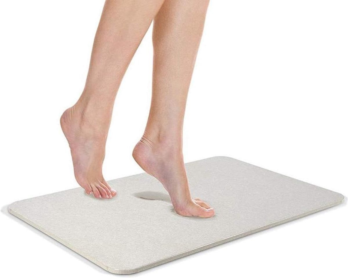 Badmat van Diatomeeënaarde - Antislip, Superabsorberend en Sneldrogend - Wit
