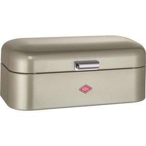 Wesco Brotkasten Grandy, Stahlblech, Klappdeckel, 42 x 22 x 17cm, neusilber