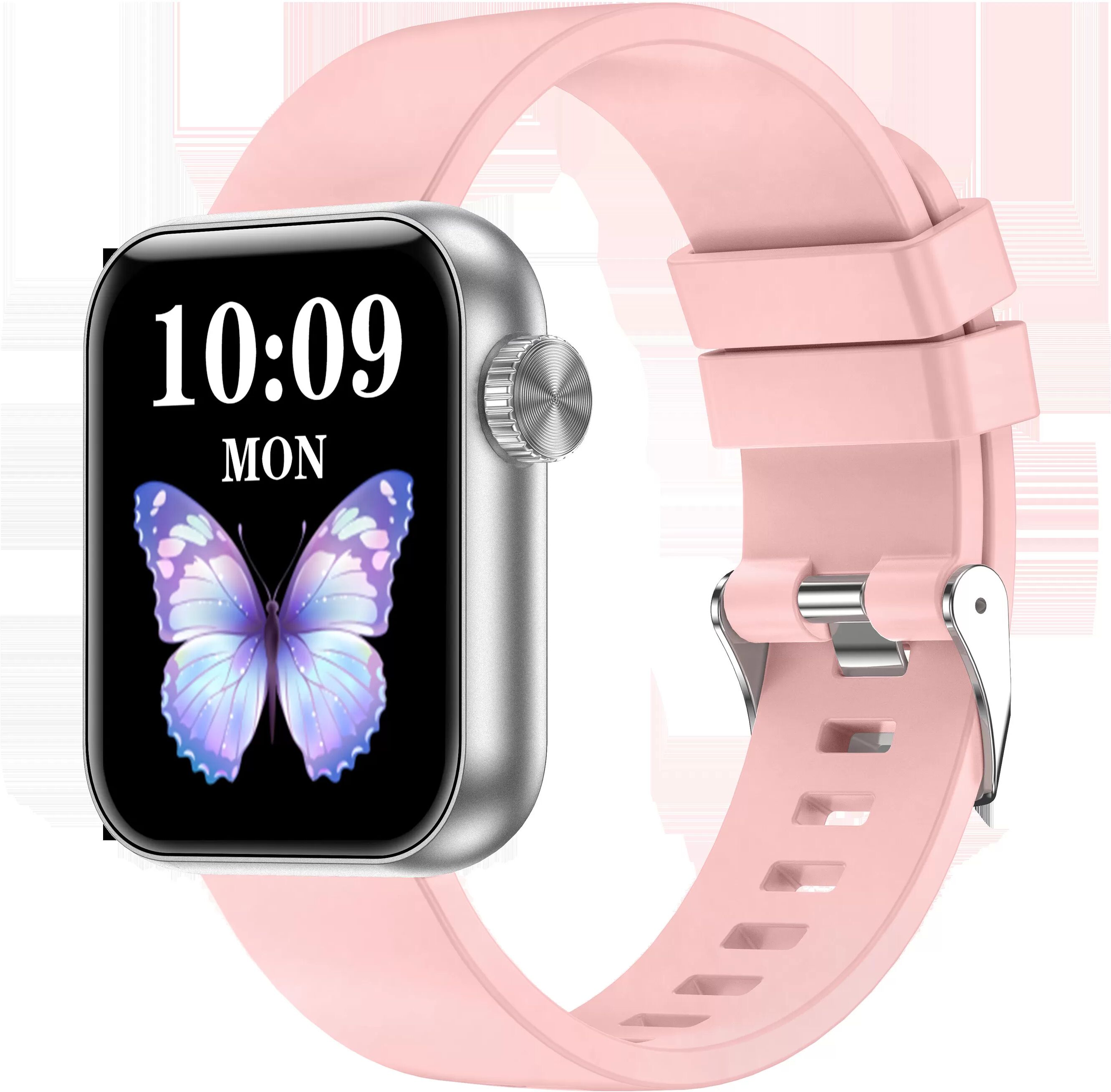 INF Smartwatch mit Bluetooth-Anrufen und Gesundheitsüberwachung – Silber Rosa