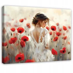 LEINWANDBILD Frau Blumen Beige 120x80 cm