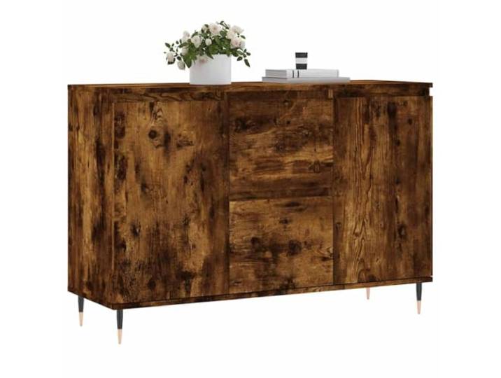 KTHLBRH Anrichte Eiche Rauch 101,5 x 35 x 70 cm Holz mehrschichtig Eisenbeine, großer Stauraum, Ausstellungsfläche, Montage erforderlich