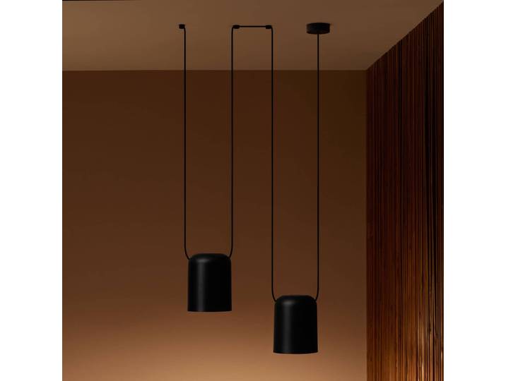 LEDS-C4 Hängelampe Attic Double, dimmbar, schwarz, für Wohn- / Esszimmer, Aluminium, Modern, Pendelleuchte