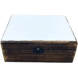 Large Ceramic Glazed Wood Box - 20x15x7.5cm - White