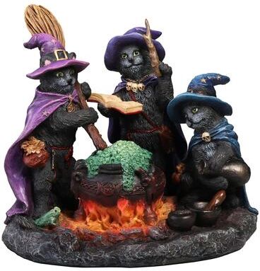 Veronese Design 5.12 in L Black Cats Culinary Cauldron, Poly Resin