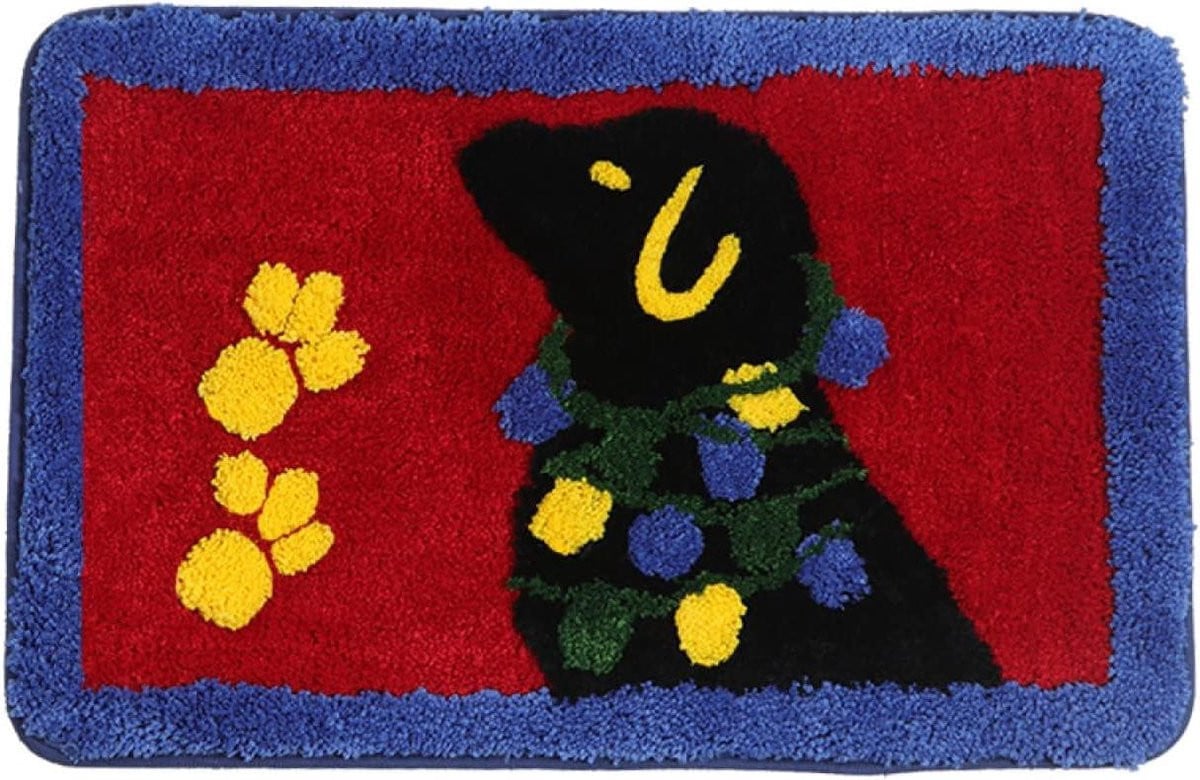 Badkamermat Hond - Zachte Microfiber Antislipmat - Zwart