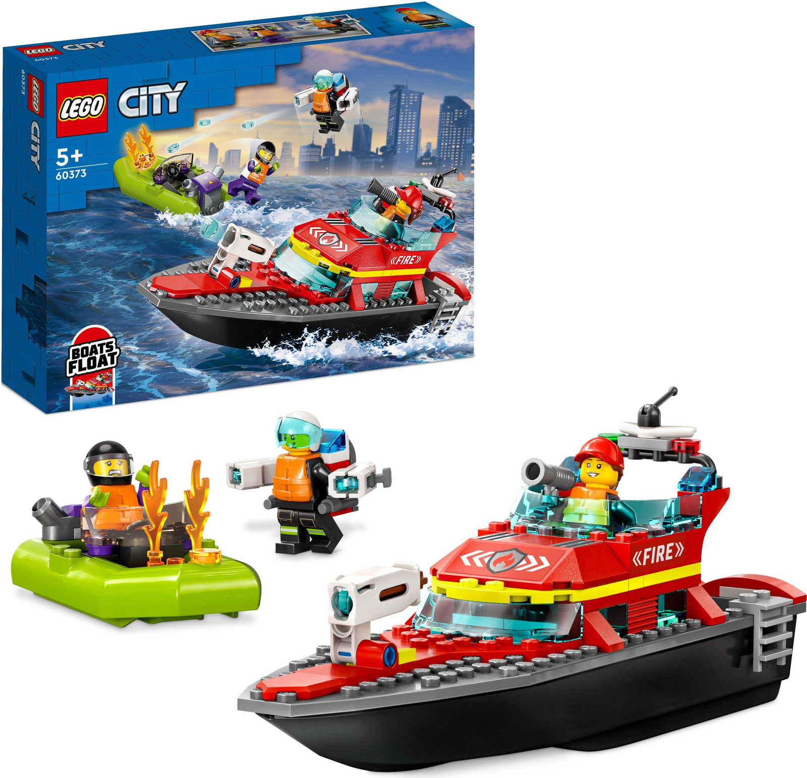LEGO City 60373 Fire Rescue Boat drijvende speelgoedset met jetpacks en minifiguren