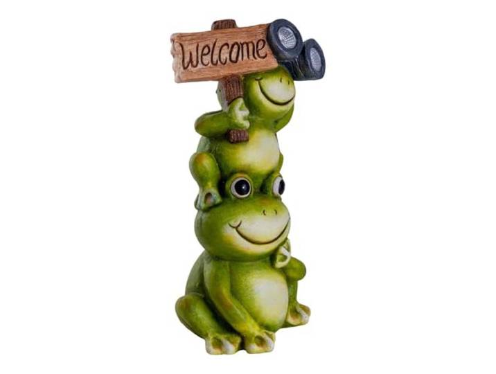 Solarleuchte Außenlampe Gartendeko LED Frosch Willkommensschild grün Dekoleuchte