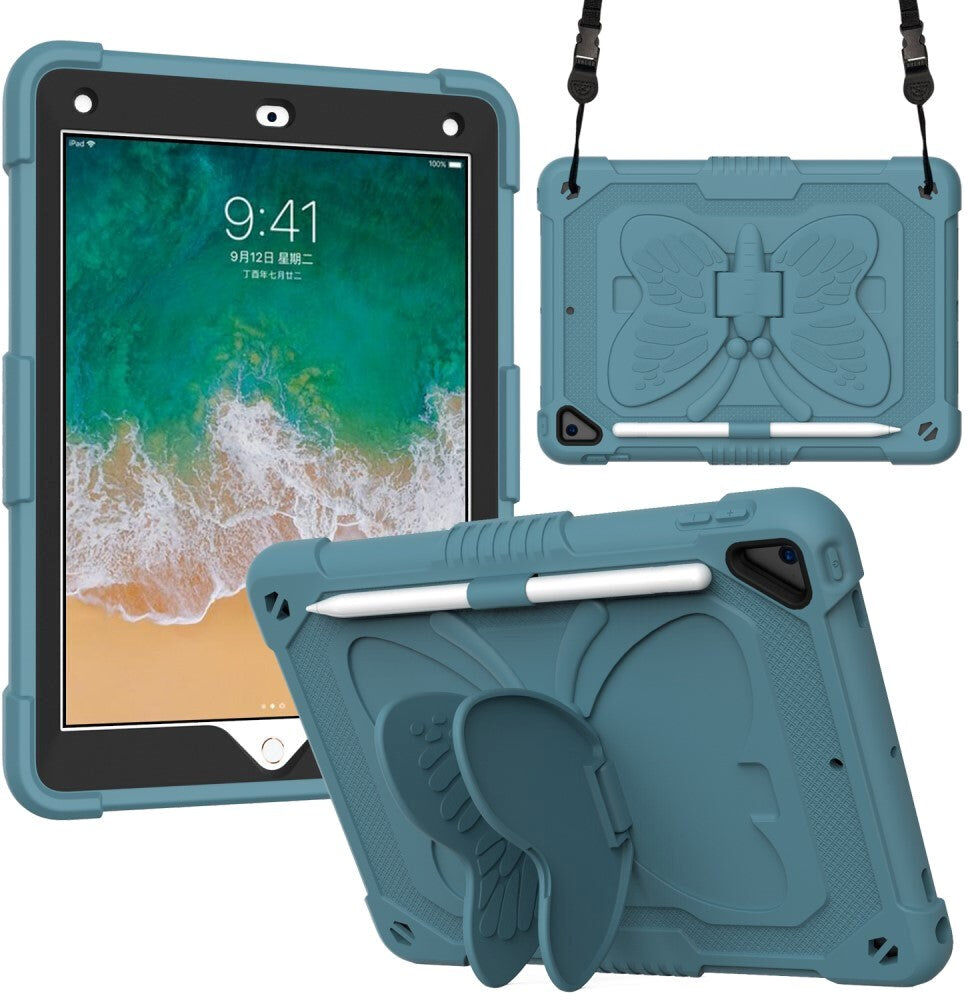 TABLETCOVERS.DK iPad (2018) / iPad (2017) / iPad Air 2 Børne Cover - Butterfly Kickstand Cover - Mørke Grøn