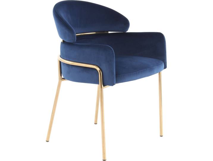 Polsterstuhl KAYOOM Stuhl Corey 125, komfortabler Stuhl,angesagter Retro-Look , blau (blau, roségold, roségold), B:58cm H:79cm T:57cm, Sitz: Bezug 100% Polyester / Gestell: Edelstahl, Stühle, Polsterstuhl, samtweicher Bezug, pflegeleicht, sehr gemütlich, angesagter Retro-Look