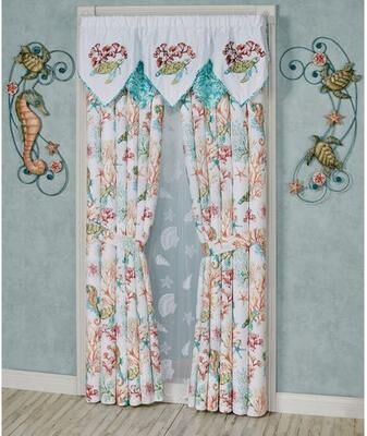 C & F Enterprises (Bedding) Atlantis Embroidered Valance Multi Bright 60 x 20, 60 x 20, Multi Bright