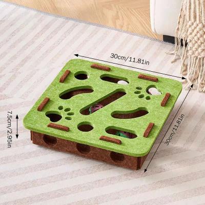 Uplift Essentials Interactive Felt Puzzle Box Cat Exercise Toy square Green