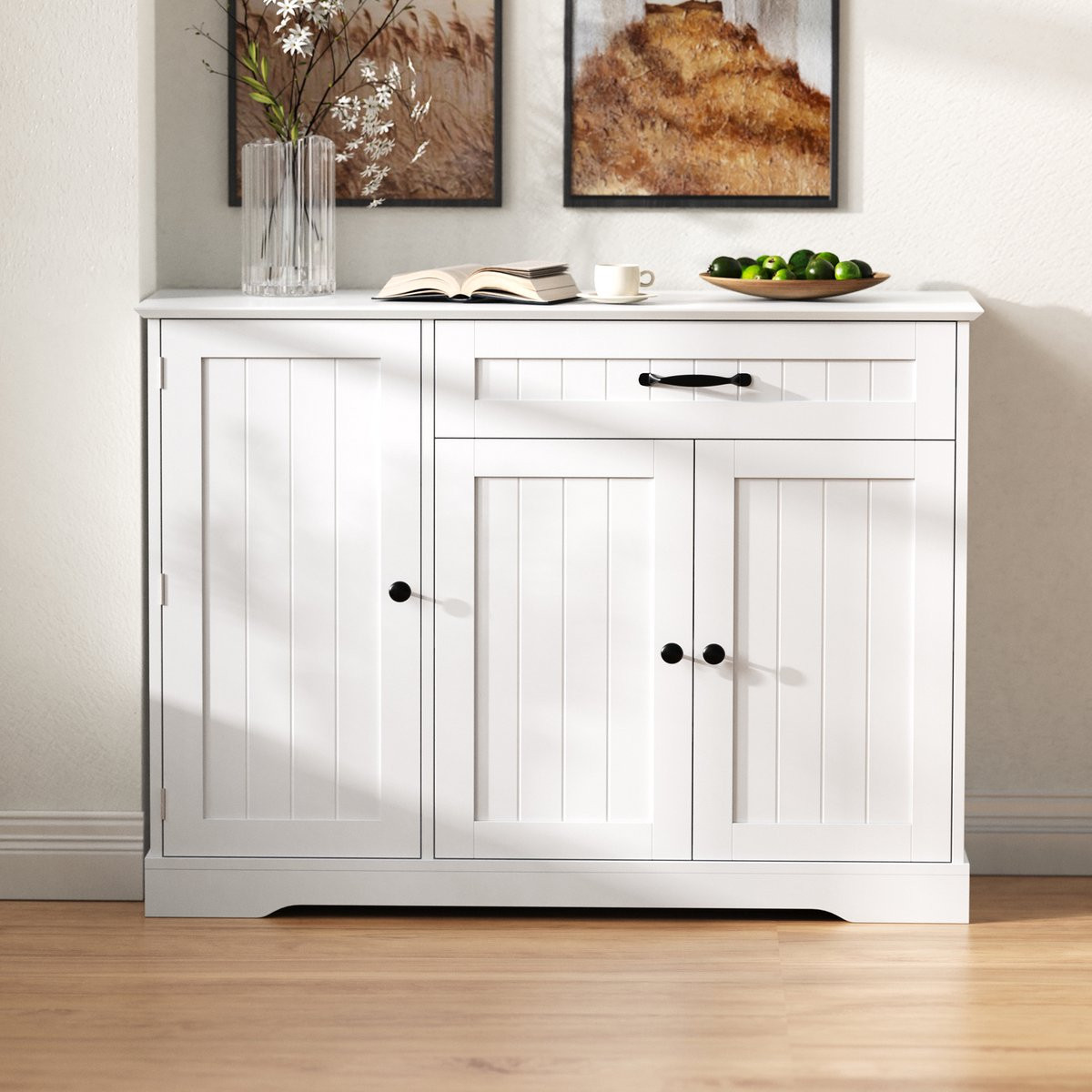 REDOM Sideboard met 3 deuren en 1 lade in Scandinavische stijl - Wit - MDF
