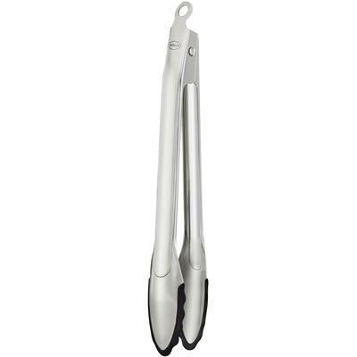 Kochzange RÖSLE, silber (edelstahlfarben), B:4,4cm H:3cm L:32,5cm, Edelstahl 18/10, Silikon, Küchenzangen, Zange zum Kochen und Grillen, Edelstahl 18/10, spülmaschinengeeignet