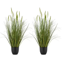 VEVOR Künstliche Graspflanze, 2er-Pack 88,9 cm Rohrkolbengras im Topf, hochwertige PVC-Kunstpflanze, künstliche Grünpflanzen, Sträucher für drinnen und draußen, Haus, Garten, Büro, Zimmerdekoration, Einweihungsparty, Grün