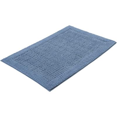 Badematte KLEINE WOLKE "Net, Badvorleger, Badezimmer Teppich", blau (stahlblau), H:17mm, Baumwolle, Badematten, Badematte, Badteppich, Uni Farben, rutschhhemmend